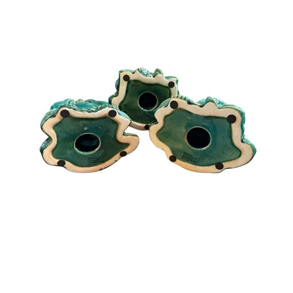 Laughing 5.5” Buddhas Set of 3 Green Hear No Evil, See No Evil and Speak No Evil - Picture 3 of 5